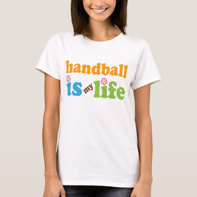 Camiseta Meninas do presente do jogador do handball (Frente)