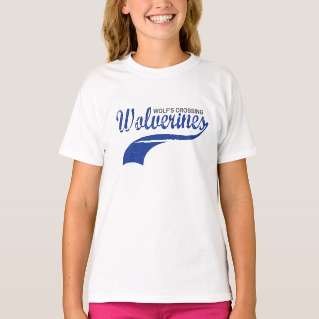 Camiseta Meninas do Raglan do basebol dos Wolverines (Frente)
