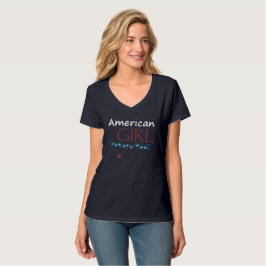 Camiseta Meninas e Mulheres Americanas Vermelhas Azul Patri