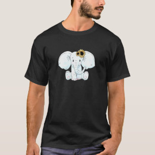 Camiseta Meninas Elefante Floral Flor Girassol Anim
