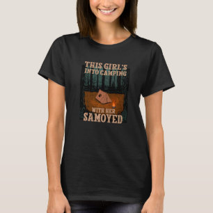 Camiseta Meninas Em Acampamento Com Seu Cachorro Samoyed Bj