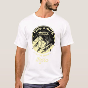 Camiseta Meninas Em Acampamento Com Seu Ponto Vizsla Húngar