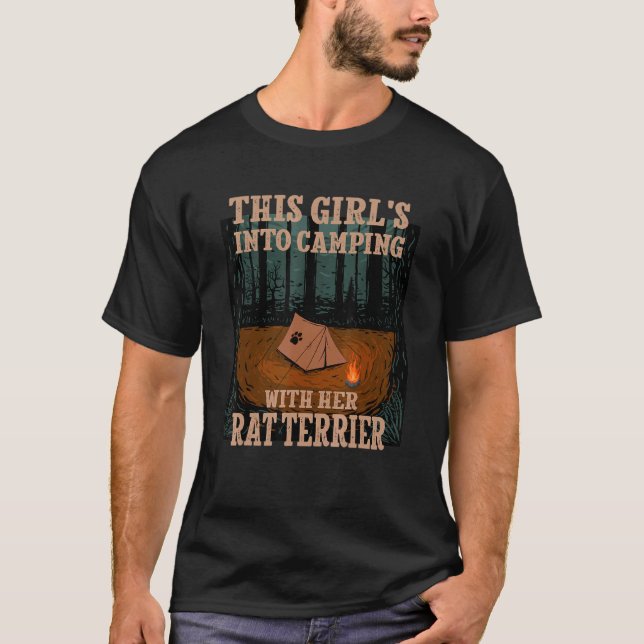 Camiseta Meninas Em Acampamento Com Seu Rato Terrier Rattie (Frente)