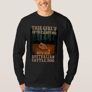 Camiseta Meninas Em Camping Com Seu Cão De Bovinos Australi