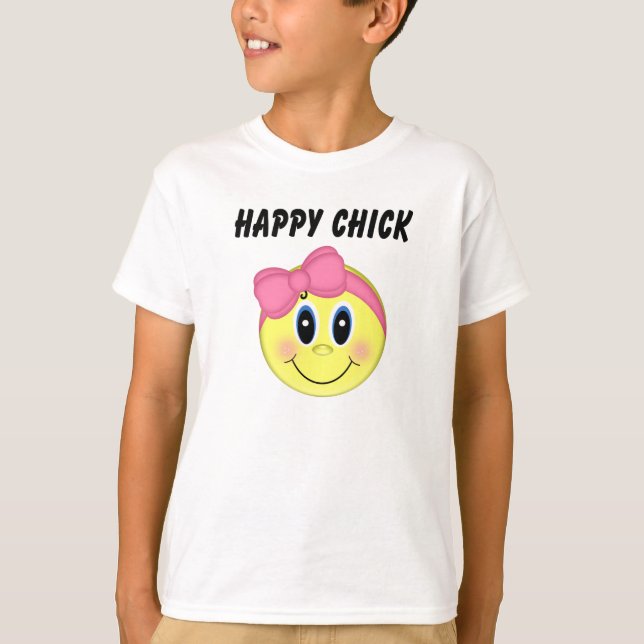 Camiseta Meninas enfrentam um Pintinho feliz (Frente)