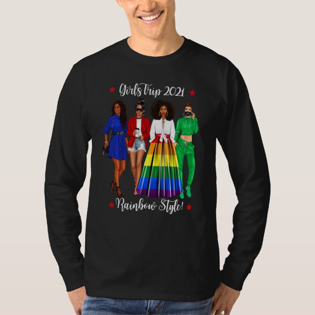 Camiseta Meninas Engraçadas Trip Lgbtq Vacinação Negra Lesb (Frente)