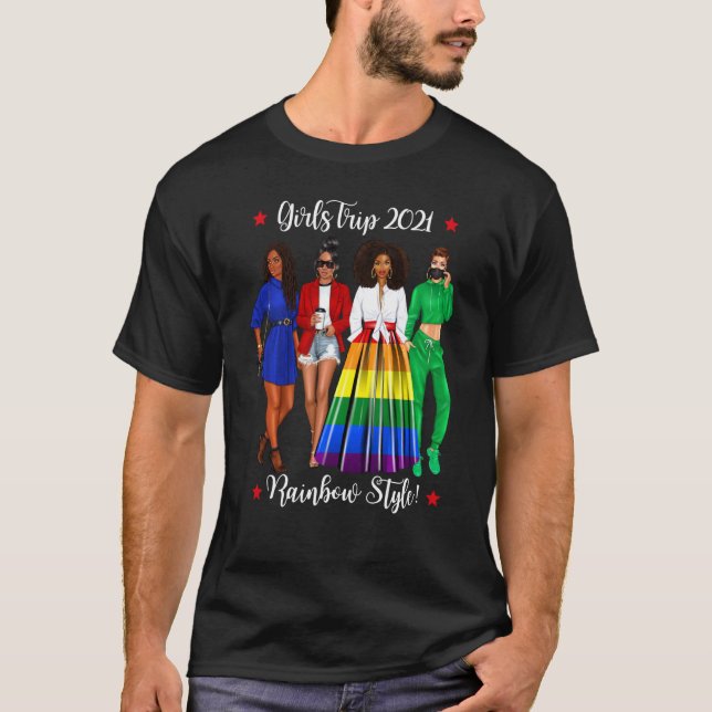 Camiseta Meninas Engraçadas Trip Lgbtq Vacinação Negra Lesb (Frente)