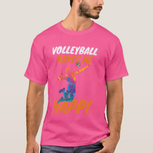 Camiseta Meninas Engraçadas Voleibol Me Torna Feliz