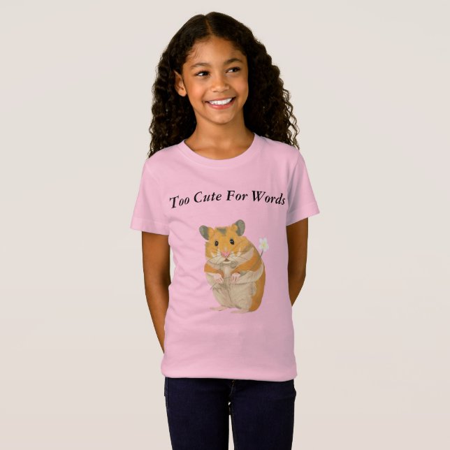 Camiseta Meninas Engraçado Hamster Rosa T Shirt (Frente Completa)