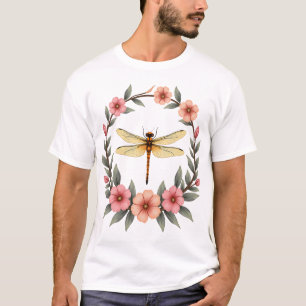 Camiseta Meninas Estética Floral Cottagecore Fofa Libélula