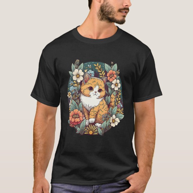 Camiseta Meninas estéticas de gato-de-gato-abafado (Frente)