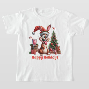 Camiseta Meninas festivas Coelhinha de Natal