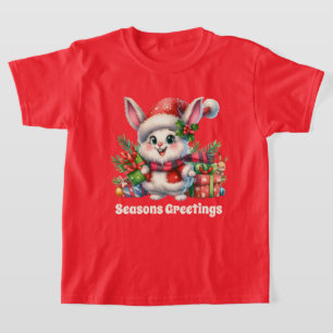 Camiseta Meninas festivas Coelhinha de Natal adiciona texto