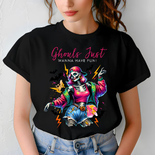 Camiseta Meninas Ghouls Noite Festa Adulta do Halloween