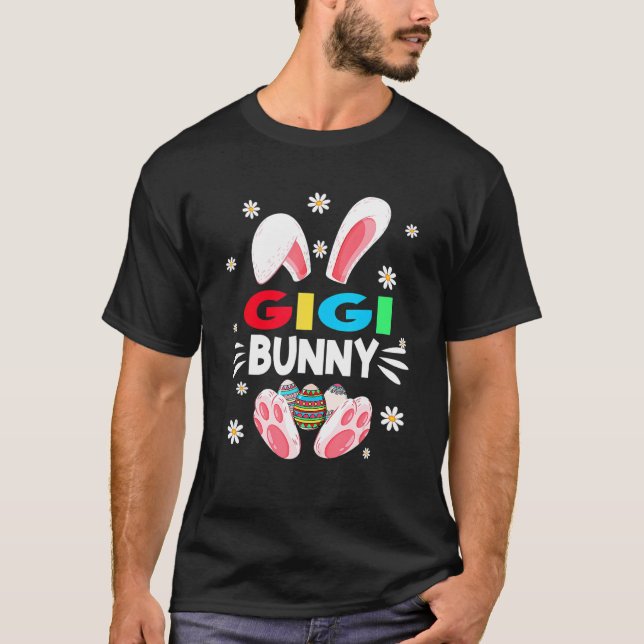 Camiseta Meninas Gigi Bunny Ovos Caçando Páscoa Bonita Da (Frente)