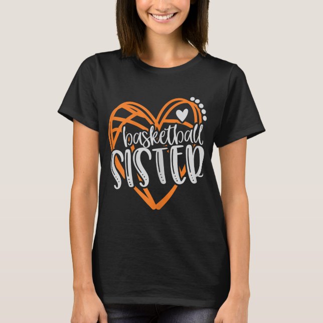 Camiseta Meninas Irmã de Basquete Distúrbios Cardíacos (Frente)