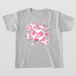 Camiseta meninas jersey number bolas de futebol são cor-de-