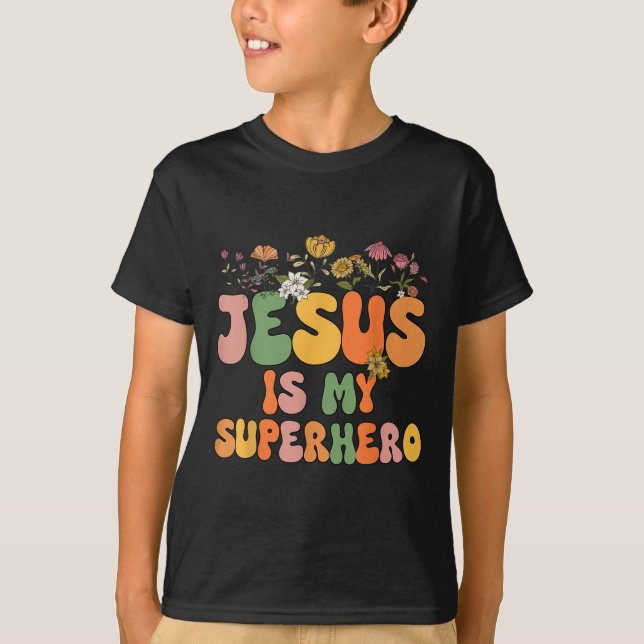 Camiseta Meninas Jesus É Minha Irmã Cristã Super Herói Deus (Frente)
