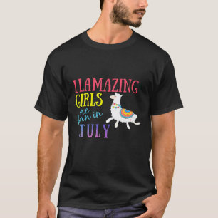 Camiseta Meninas Llamazing Nascem Em Julho Fofas Lhama