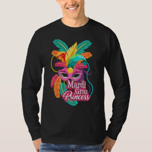 Camiseta Meninas Mardi Gras Princesa Crianças Feather Rosa