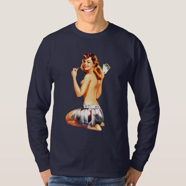 Camiseta MENINAS MÁS Pin-UPS retro da NOTÍCIA BOMBÁSTICA (Frente)