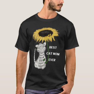 Camiseta Meninas Melhor Gato Mamãe Nunca Com Girassol