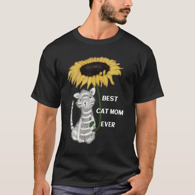Camiseta Meninas Melhor Gato Mamãe Nunca Com Girassol (Frente)