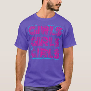 Camiseta Meninas Meninas Rosa Quente e Azul
