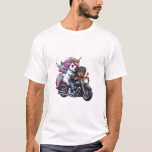Camiseta Meninas Mulheres Crianças Montando Moto Unicórnio