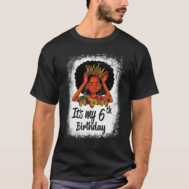 Camiseta Meninas Negras De 6 Anos Menina É Minha 6 B (Frente)