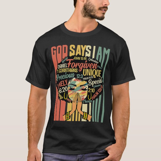 Camiseta Meninas Negras Diz Deus Que Sou A História Negra M (Frente)