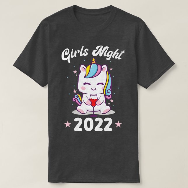 Camiseta Meninas noite de 2022 festas de salto unicórnio pu (Frente do Design)