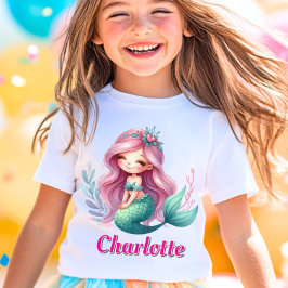 Camiseta Meninas Nome personalizado de sereia