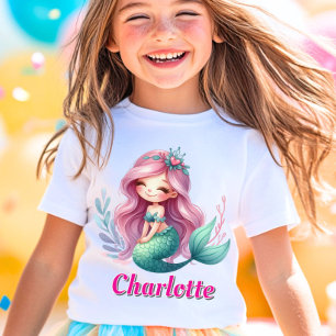 Camiseta Meninas Nome personalizado de sereia