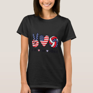 Camiseta Meninas Paz Amor Volei 4 de Julho Americano