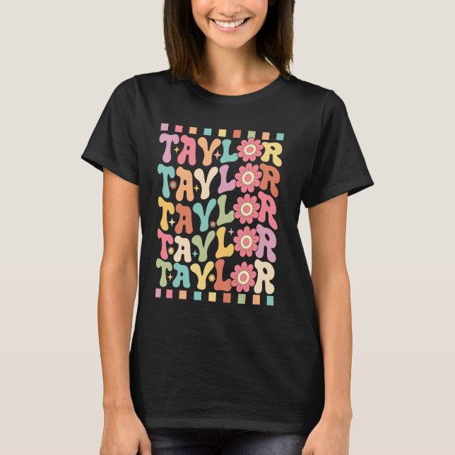 Camiseta Meninas Personalizadas, Nome: TAYLOR Groovy (Frente)
