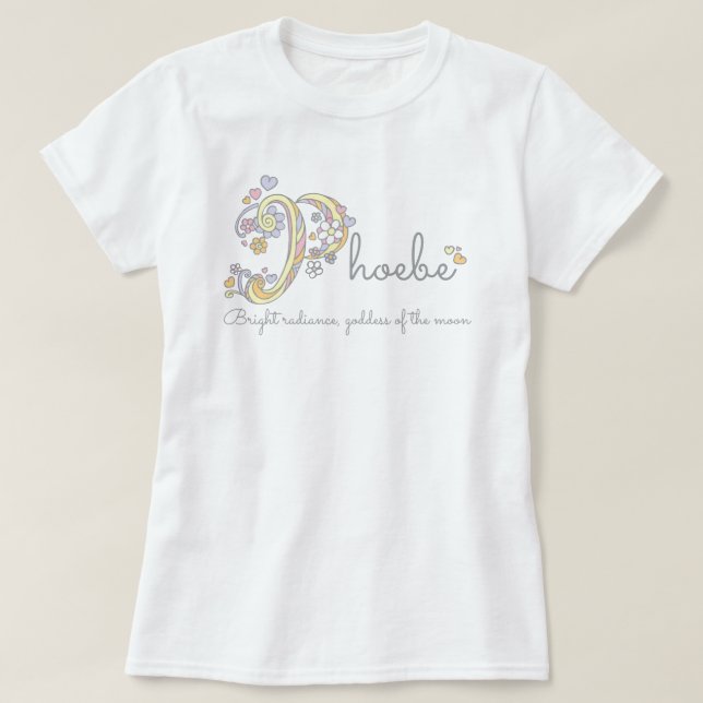 Camiseta Meninas Phoebe nomeiam personagem decorativo (Frente do Design)
