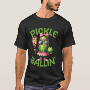 Camiseta Meninas Pickleball Mulheres Pickle Ballin Pickleba