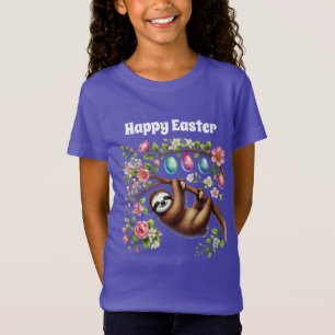 Camiseta Meninas preguiça felizes da Páscoa personalizáveis