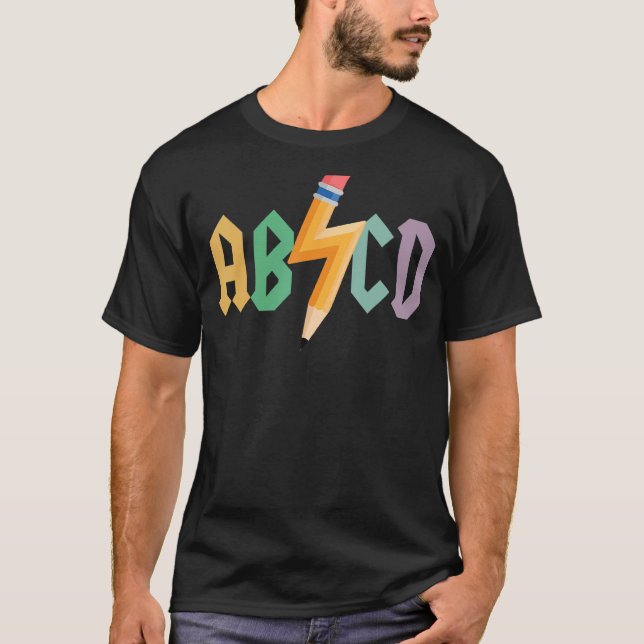 Camiseta Meninas Professoras ABCD Rock Graphic de volta a S (Frente)