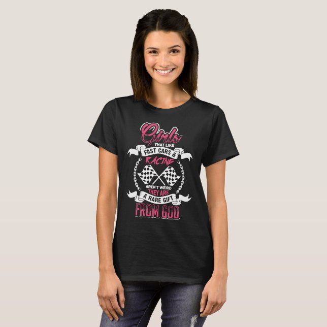Camiseta meninas que como carros rápidos e carro de (Frente Completa)