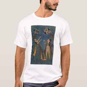 Camiseta Meninas que voam papagaios, pintura popular de