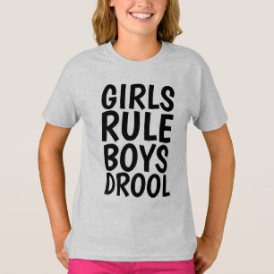 Camiseta MENINAS REGRAS RAPAZES DROOL Kids engraçados T-shi