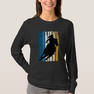 Camiseta Meninas Retro Cavalo Rodeio De Montar Feminino Cow