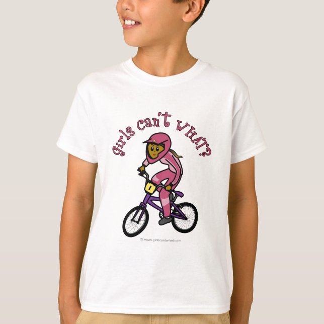 Camiseta Meninas Rosa Escuras BMX (Frente)