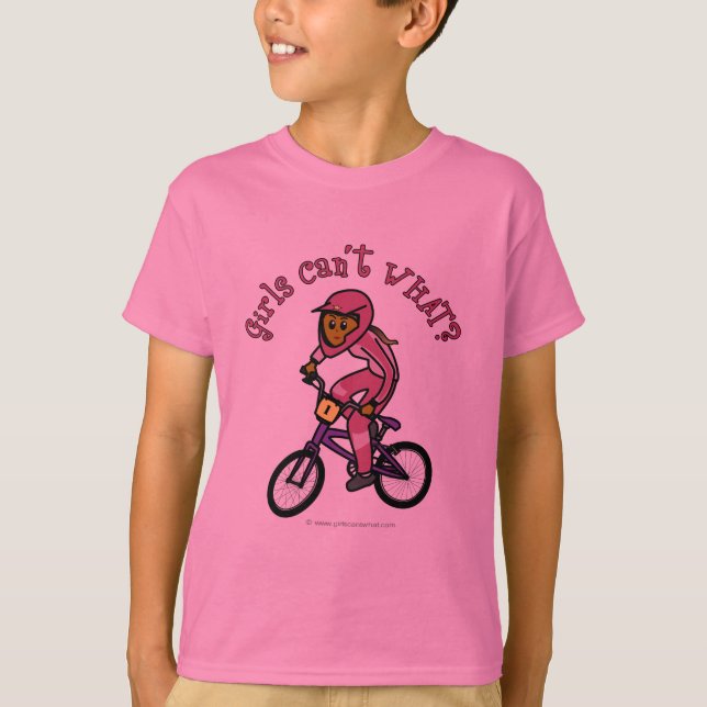 Camiseta Meninas Rosa Escuras BMX (Frente)