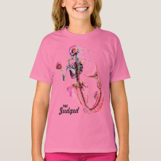 Camiseta Meninas Rosa Sereia Sereia Skeleton T-Shirt