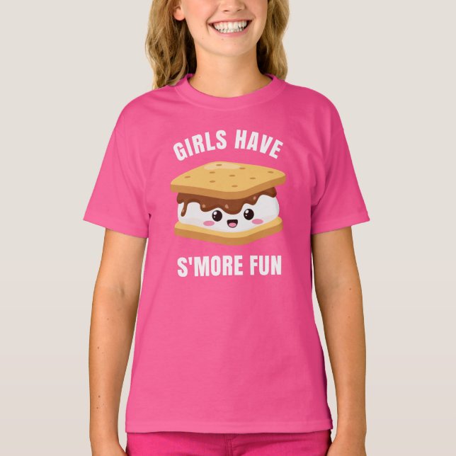 Camiseta Meninas São Mais Divertidas - Acampar Marshmallows (Frente)