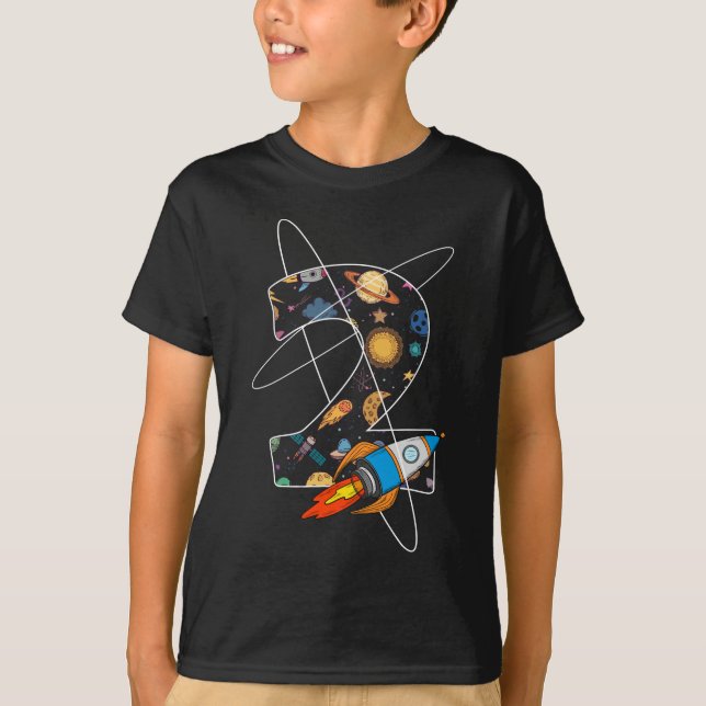 Camiseta Meninas segundos aniversários Astronauta de 2 anos (Frente)