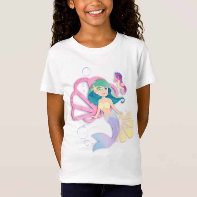 Camiseta Meninas Sereia T-Shirt Juventude X-Small to Large (Frente)